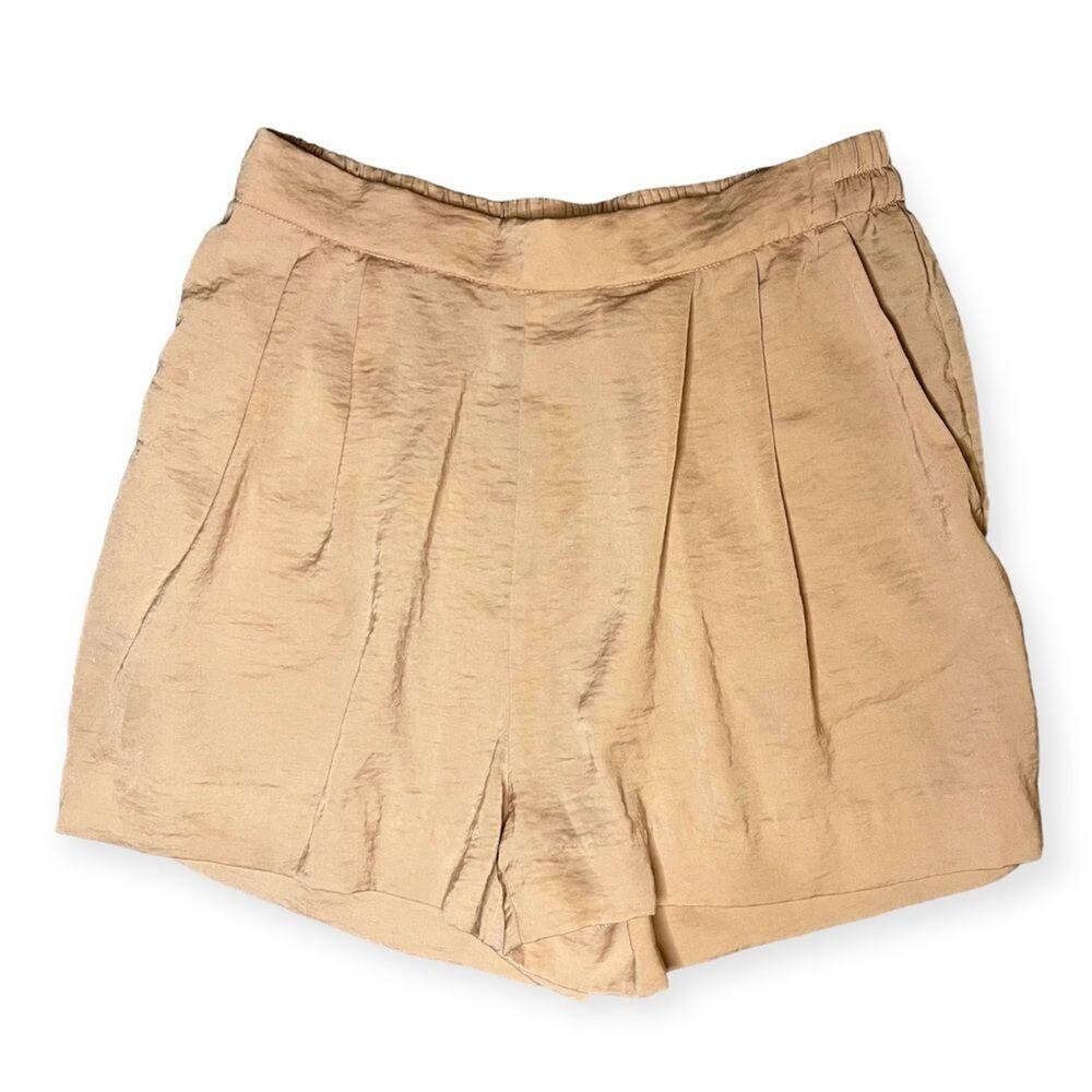 H&M Cream Flowy Boho Vacation Beach Pool Shorts With Pockets Polyester Size 6